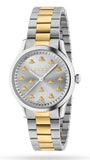Gucci G Timeless 18K Gold Silver Dial Two Tone Steel Strap Watch for Women - YA1265032 Authentic Buy Shop Now