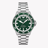 Emporio Armani Sea Explorer Green Dial Silver Steel Strap Watch for Men - AR60080 Buy Now By Emporio Armani