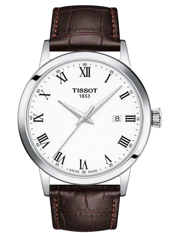 Tissot T Classic Dream Quartz White Dial Brown Leather Strap Watch for Men - T129.410.16.013.00 Authentic Buy Shop Now