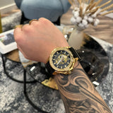 Philipp Plein The Skull Gold Dial Black Silicone Strap Watch for Men - PWAAA0221 Authentic Buy Shop Now