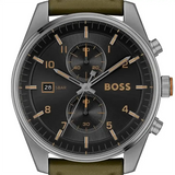 Hugo Boss Skytraveller Chronograph Black Dial Green Leather Strap Watch for Men - 1514148 Buy Now By Hugo Boss