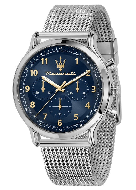 Maserati Epoca Limited Edition Chronograph Blue Dial Silver Mesh Strap Watch for Men - R8873618022 Authentic Buy Shop Now