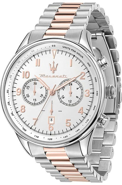 Maserati Tradizione Chronograph White Dial Two Tone Steel Strap Watch for Men - R8873646002 Authentic Buy Shop Now