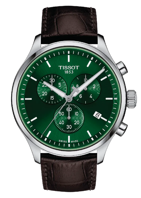 Tissot Chrono XL Classic Green Dial Brown Leather Strap Watch for Men - T116.617.16.092.00 Authentic Buy Shop Now