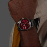 Hugo Boss Skytraveller Chronograph Burgundy Red Dial Black Leather Strap Watch for Men - 1514193 Buy Now By Hugo Boss