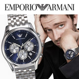 Emporio Armani Antonio Chronograph Blue Dial Silver Steel Strap Watch for Men - AR11582 Buy Now By Emporio Armani