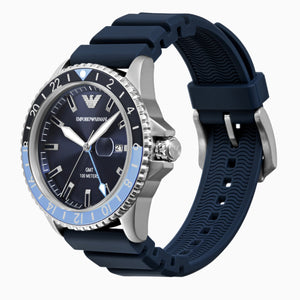 Emporio Armani World Explorer GMT Blue Dial Blue Rubber Strap Watch for Men - AR11592 Buy Now By Emporio Armani