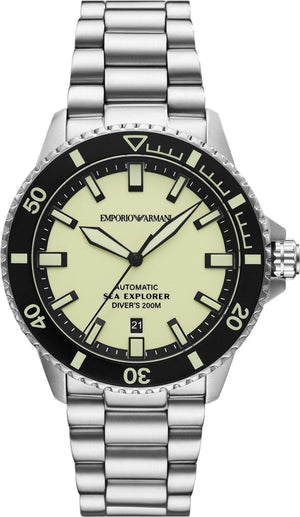 Emporio Armani Sea Explorer Yellow Dial Silver Steel Strap Watch for Men - AR60083 Buy Now By Emporio Armani