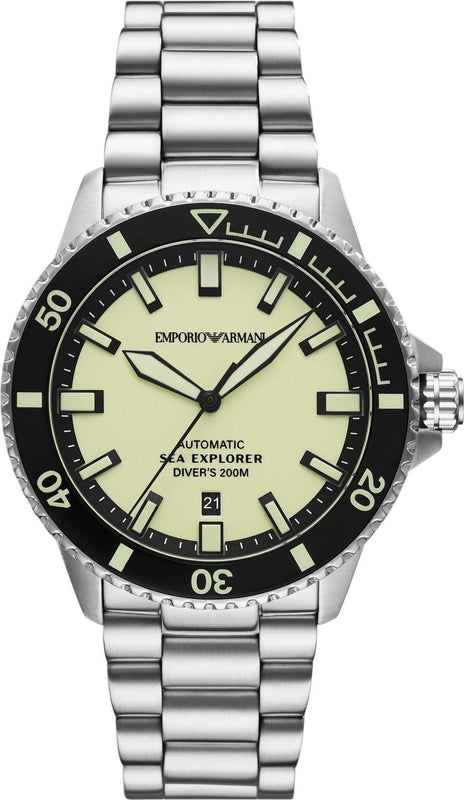 Emporio Armani Sea Explorer Yellow Dial Silver Steel Strap Watch for Men - AR60083 Buy Now By Emporio Armani