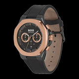 Hugo Boss Taper Chronograph Black Dial Black Leather Strap Watch for Men - 1514089 Authentic Buy Shop Now