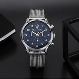 Maserati Epoca Limited Edition Chronograph Blue Dial Silver Mesh Strap Watch for Men - R8873618022 Authentic Buy Shop Now