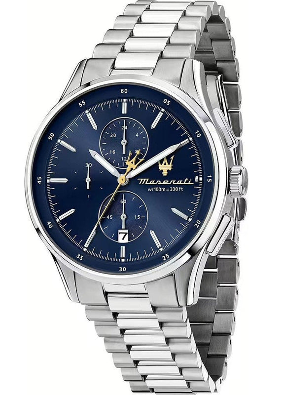 Maserati Sorpasso Chronograph Blue Dial Silver Steel Strap Watch for Men - R8873624004 Authentic Buy Shop Now