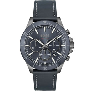 Hugo Boss Troper Chronograph Blue Dial Blue Leather Strap Watch for Men - 1514056 Authentic Buy Shop Now