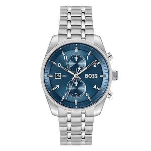 Hugo Boss Skytraveller Chronograph Blue Dial Silver Steel Strap Watch for Men - 1514216 Authentic Buy Shop Now