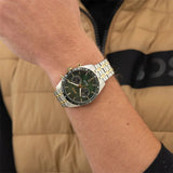 Hugo Boss Tourmaster Chronograph Green Dial Two Tone Steel Strap Watch for Men - 1514287 Authentic Buy Shop Now
