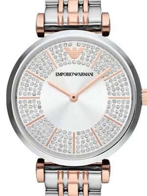 Emporio Armani Gianni T Bar Silver Dial Two Tone Steel Strap Watch for Women - AR11537 Buy Now By Emporio Armani