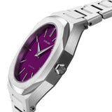 D1 Milano Ultra Thin Solar Sync Purple Dial Silver Steel Strap Watch for Women - D1-UTBL36 Authentic Buy Shop Now
