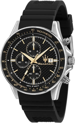 Maserati SFIDA Chronograph Black Dial Black Silicone Strap Watch for Men - R8871640005 Authentic Buy Shop Now