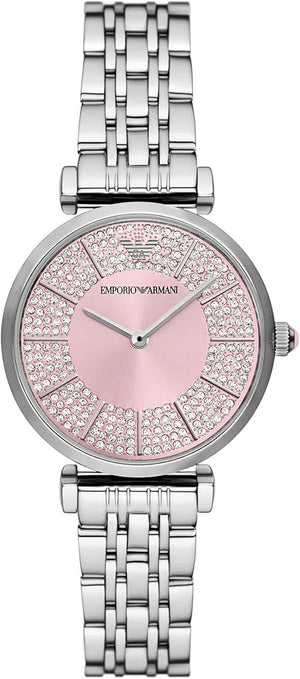 Emporio Armani Gianni T-Bar Pink Dial Silver Steel Strap Watch for Women - AR11686 Buy Now By Emporio Armani