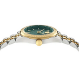 Versace V-Code Analog Green Dial Two Tone Steel Strap Watch for Women - VE8I00424 Buy Now By Versace