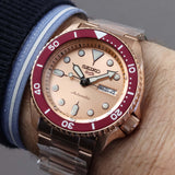 Seiko 5 Sports 55th Anniversary Limited Edition Rose Gold Dial Rose Gold Steel Strap Watch for Men - SRPK08K1 Authentic Buy Shop Now