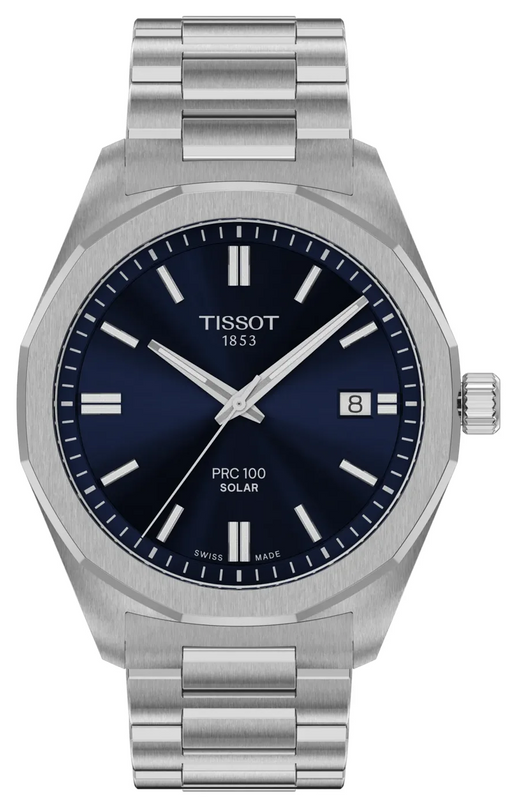 Tissot PRC 100 Solar Quartz Blue Dial Silver Steel Strap Watch for Men - T151.422.11.041.00 Authentic Buy Shop Now