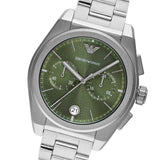 Emporio Armani Federico Chronograph Green Dial Silver Steel Strap Watch for Men - AR11640 Buy Now By Emporio Armani