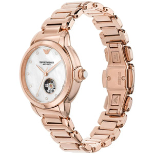 Emporio Armani Mia Meccanico Mother of Pearl Dial Rose Gold Steel Strap Watch for Women - AR60072 Buy Now By Emporio Armani