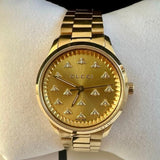 Gucci G Timeless 18K Gold Dial Gold Steel Strap Watch for Women - YA1265036 Authentic Buy Shop Now