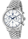 Maserati Epoca Chronograph White Dial Silver Steel Strap Watch for Men - R8873618034 Authentic Buy Shop Now