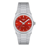 Tissot PRX Quartz Red Dial Silver Steel Strap Watch for Women - T137.210.11.421.00 Authentic Buy Shop Now