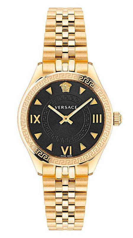 Versace Hellenyium Quartz Black Dial Gold Steel Strap Watch for Women - VE2S00622 Buy Now By Versace