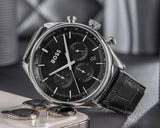 Hugo Boss Gregor Chronograph Black Dial Black Leather Strap Watch for Men - 1514049 Authentic Buy Shop Now