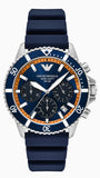 Emporio Armani World Explorer Chronograph Blue Dial Blue Silicone Strap Watch for Men - AR11696 Buy Now By Emporio Armani