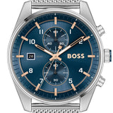 Hugo Boss Skytraveller Chronograph Blue Dial Silver Mesh Strap Watch for Men - 1514149 Buy Now By Hugo Boss