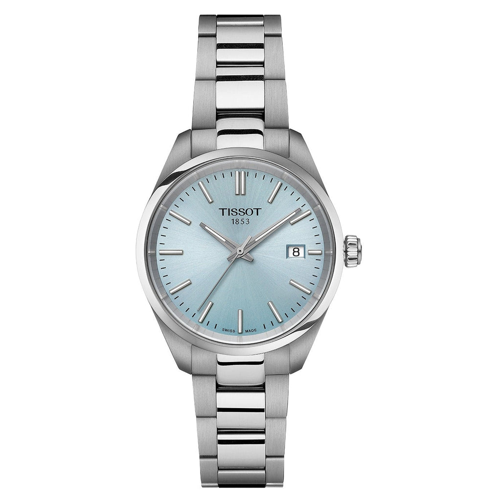 Tissot PR 100 Ice Blue Dial Silver Steel Strap Watch for Women - T150.210.11.351.00 Authentic Buy Shop Now