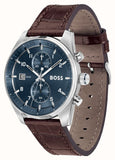 Hugo Boss Skytraveller Chronograph Blue Dial Brown Leather Strap Watch for Men - 1514194 Buy Now By Hugo Boss