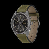 Hugo Boss Skytraveller Chronograph Black Dial Green Leather Strap Watch for Men - 1514148 Buy Now By Hugo Boss