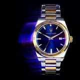 Maserati Velocità Date Blue Dial Two Tone Steel Strap Watch for Men - R8853152001 Authentic Buy Shop Now