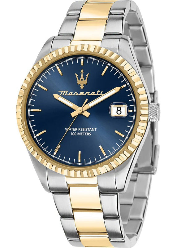 Maserati Competizione Blue Dial Two Tone Steel Strap Watch for Men - R8853100027 Authentic Buy Shop Now