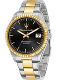 Maserati Competizione Black Dial Two Tone Steel Strap Watch for Men - R8853100042 Authentic Buy Shop Now