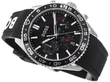 Hugo Boss Runner Chronograph Black Dial Black Silicone Strap Watch for Men - 1514141 Buy Now By Hugo Boss
