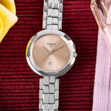 Tissot T-Lady Flamingo Diamonds Pink Dial Silver Steel Strap Watch for Women - T094.210.11.336.00 Authentic Buy Shop Now