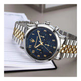 Maserati Epoca Chronograph Blue Dial Two Tone Steel Strap Watch for Men - R8873618030 Authentic Buy Shop Now