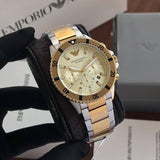 Emporio Armani World Explorer Chronograph Cream Dial Two Tone Steel Strap Watch for Men - AR11606 Buy Now By Emporio Armani