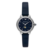Emporio Armani Mia Moonphase Blue Dial Blue Leather Strap Watch for Women - AR11629 Buy Now By Emporio Armani