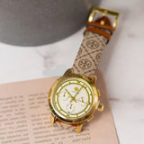 Tory Burch The Tory Chronograph White Dial Maroon Jacquard Strap Watch for Women - TBW1050 Buy Now By Tory Burch