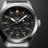Seiko 5 Sports Flieger Automatic Black Dial Silver Steel Strap Watch for Men - SRPH27K1 Authentic Buy Shop Now