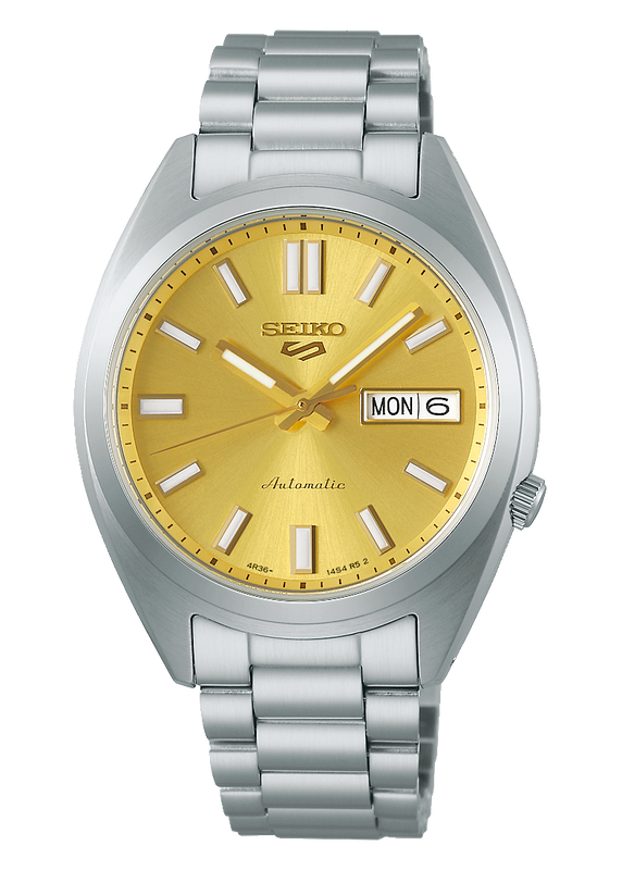 Seiko 5 Sports SNXS Automatic Gold Dial Silver Steel Strap Watch for Men - SRPL59K1 Authentic Buy Shop Now