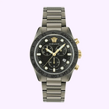 Versace Greca Dome Chronograph Black Dial Grey Steel Strap Watch for Men - VE6K00623 Buy Now By Versace